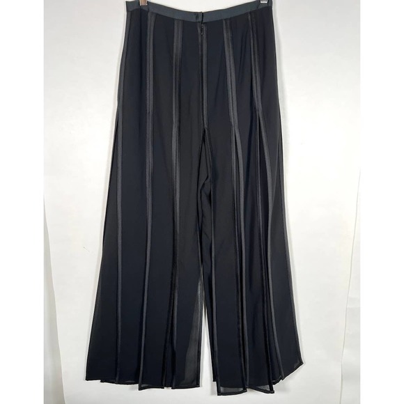 JS Collections Women’s Chiffon Split Panel Layered Dress Pants 8 Black - Picture 2 of 8